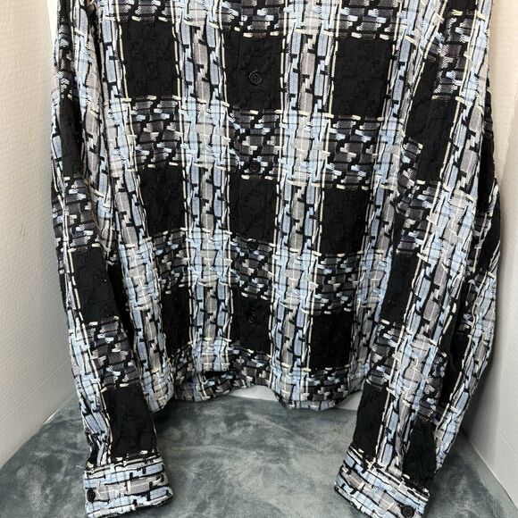 Urban Outfitters Textured Black And Blue Woven Shirt Jacket Large Outdoor Trendy - Picture 3 of 7